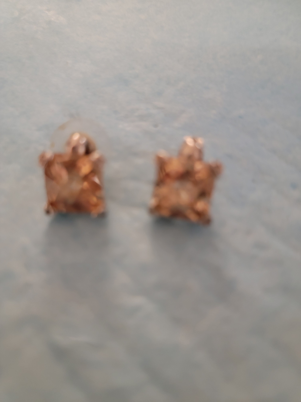 Square Rose Gold Cubic Zirconia Stud Earrings